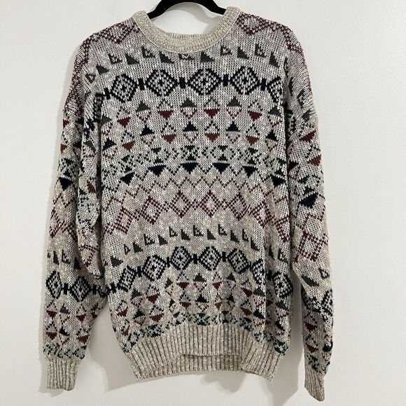 Jason Daniels Vintage Sweater Size M Beige Chunky Grandpa Pullover Y2K Retro 90s - Picture 1 of 5